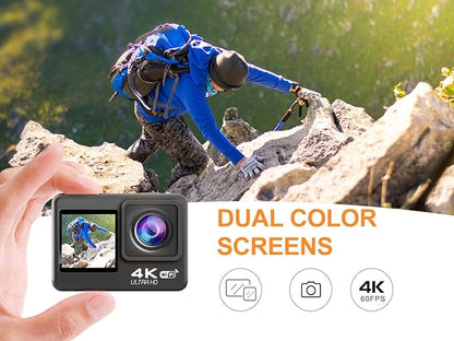 Camera de Actiune idealSTORE SmartGO-Cam 4K Ultra HD, Foto 16 MP, Video 4K/30fps, Waterproof 30 m, Telecomanda, Functie de Inregistrare, Autonomie 90 minute, Unghi Larg 170, Wifi, Ecran Tactil