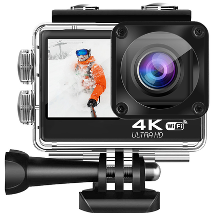 Camera de Actiune idealSTORE SmartGO-Cam 4K Ultra HD, Foto 16 MP, Video 4K/30fps, Waterproof 30 m, Telecomanda, Functie de Inregistrare, Autonomie 90 minute, Unghi Larg 170, Wifi, Ecran Tactil