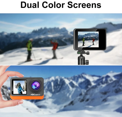 Camera de Actiune Multifunctionala SmartGO-Cam idealSTORE, Ecran Dublu Color tactil IPS, 4K Ultra HD 60 FPS/120FPS, HDMI, Waterproof, Android / iOS, Photo Burst, Looping, Unghi de 170, Anti-Shake, Senzor de imagine, Difuzor, Control Wifi sau Telecomanda