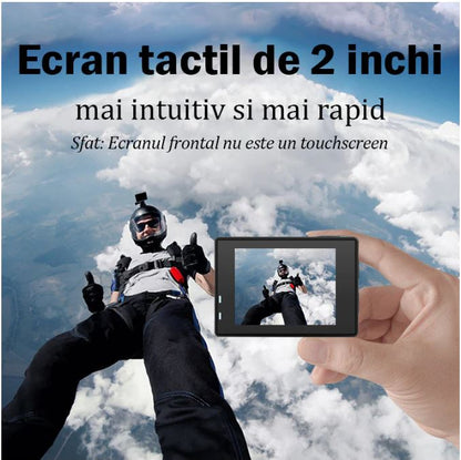 Camera de Actiune Multifunctionala SmartGO-Cam idealSTORE, Ecran Dublu Color tactil IPS, 4K Ultra HD 60 FPS/120FPS, HDMI, Waterproof, Android / iOS, Photo Burst, Looping, Unghi de 170, Anti-Shake, Senzor de imagine, Difuzor, Control Wifi sau Telecomanda