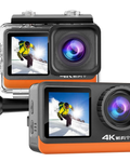 Camera de Actiune idealSTORE, Ecran Dublu Color tactil IPS, 4K Ultra HD 60 FPS/120FPS, HDMI, Waterproof, Android / iOS