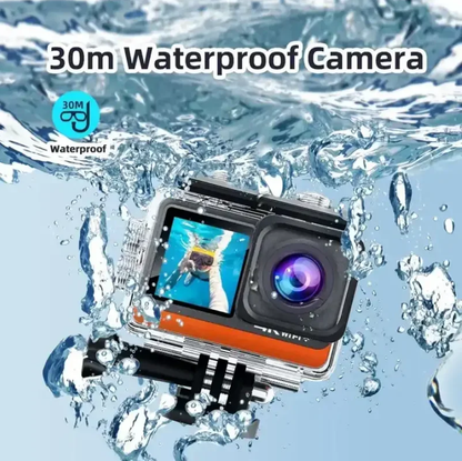 Camera de Actiune Multifunctionala SmartGO-Cam idealSTORE, Ecran Dublu Color tactil IPS, 4K Ultra HD 60 FPS/120FPS, HDMI, Waterproof, Android / iOS, Photo Burst, Looping, Unghi de 170, Anti-Shake, Senzor de imagine, Difuzor, Control Wifi sau Telecomanda