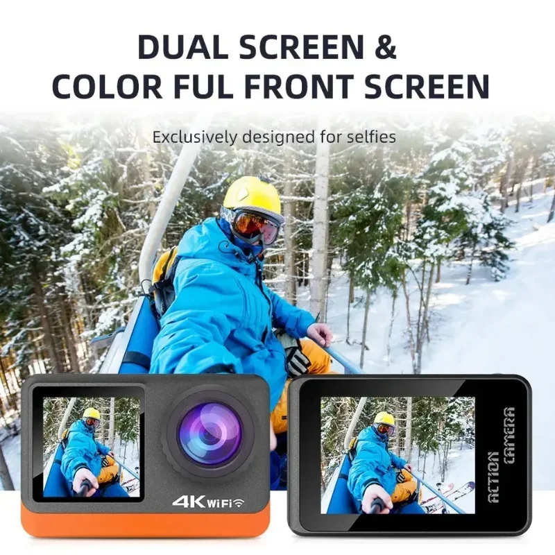 Camera de Actiune Multifunctionala SmartGO-Cam idealSTORE, Ecran Dublu Color tactil IPS, 4K Ultra HD 60 FPS/120FPS, HDMI, Waterproof, Android / iOS, Photo Burst, Looping, Unghi de 170, Anti-Shake, Senzor de imagine, Difuzor, Control Wifi sau Telecomanda