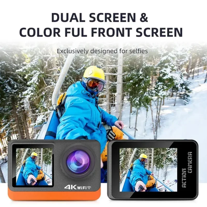 Camera de Actiune Multifunctionala SmartGO-Cam idealSTORE, Ecran Dublu Color tactil IPS, 4K Ultra HD 60 FPS/120FPS, HDMI, Waterproof, Android / iOS, Photo Burst, Looping, Unghi de 170, Anti-Shake, Senzor de imagine, Difuzor, Control Wifi sau Telecomanda