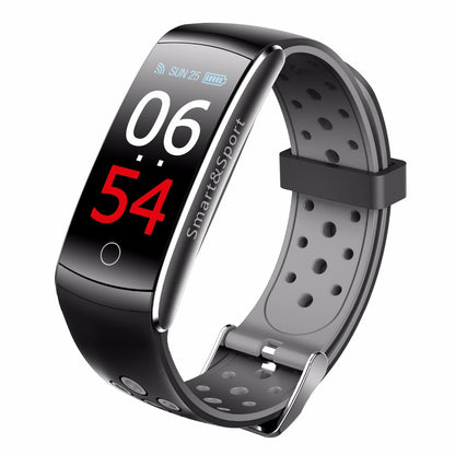 Smartwatch si Bratara de Fitness Smart&Sport, Monitorizare Puls, Pasi, Calorii, Notificare Mesaje, IP67 Waterproof, Bratara de silicon Neagra, Culoare Negru-Gri