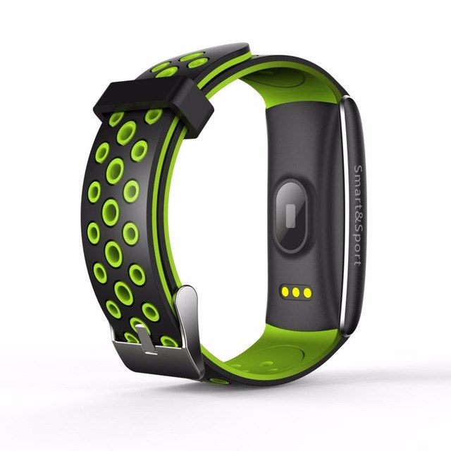 Smartwatch si Bratara de Fitness Smart&Sport, Monitorizare Puls, Pasi, Calorii, Notificare Mesaje, IP67 Waterproof, Bratara de silicon Neagra, Culoare Negru-Verde