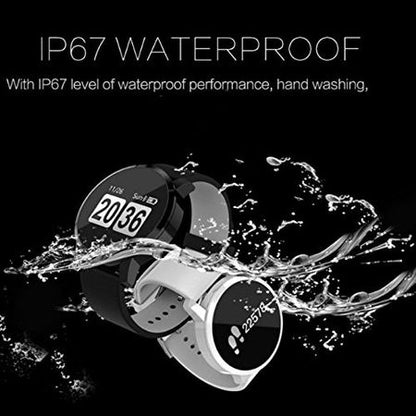 Smartwatch si Bratara Fitness Smart Quasar 8 cu Monitorizare Puls, Pasi, Calorii, Notificare Mesaje, IP67 Waterproof, Bratara de Piele Ecologica Albastra, Culoare Albastru