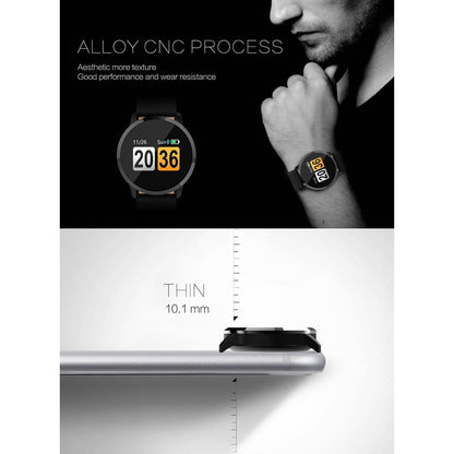 Smartwatch si Bratara Fitness Smart SportQuest 8, Monitorizare Puls, Pasi, Calorii, Notificare Mesaje, IP67 Waterproof, Curea de Piele Neagra, Culoare Negru