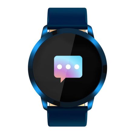 Smartwatch si Bratara Fitness Smart SportQuest 8, Monitorizare Puls, Pasi, Calorii, Notificare Mesaje, IP67 Waterproof, Curea de Piele Albastra, Culoare Albastru