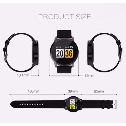 Smartwatch si Bratara Fitness Smart SportQuest 8, Monitorizare Puls, Pasi, Calorii, Notificare Mesaje, IP67 Waterproof, Curea de Piele Albastra, Culoare Albastru