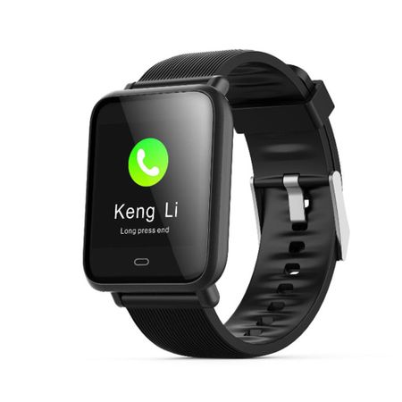 Ceas Smartwatch si Bratara Fitness QFit Nine 2018, Cu Monitorizare Puls, Pasi, Calorii, Notificare Mesaje, IP67 Waterproof, Culoare Negru, Alaturi de Bratara de Rezerva CADOU