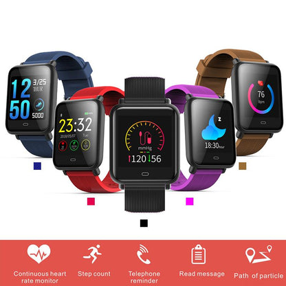 Ceas Smartwatch si Bratara Fitness QFit Nine 2018, Cu Monitorizare Puls, Pasi, Calorii, Notificare Mesaje, IP67 Waterproof, Culoare Negru, Alaturi de Bratara de Rezerva CADOU