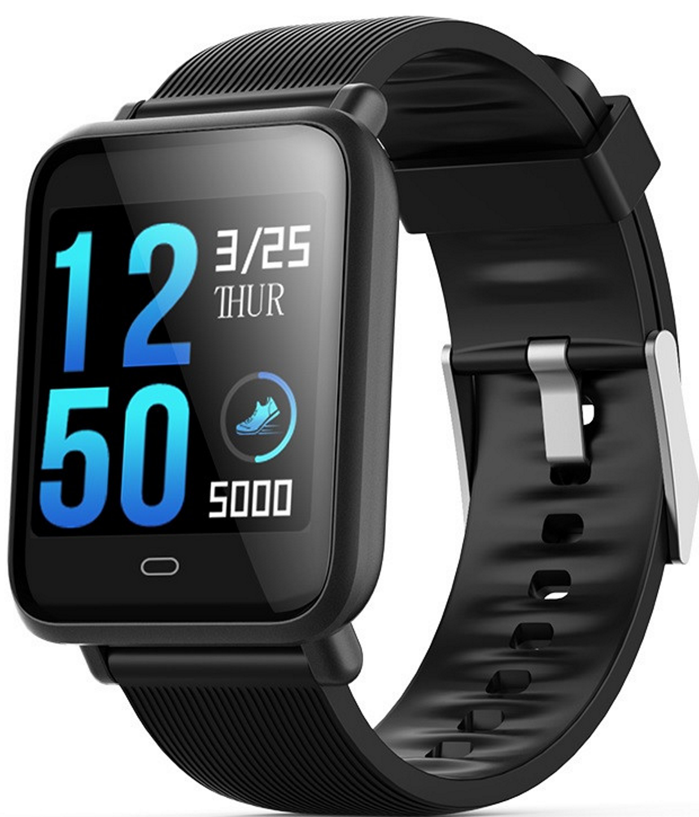 Ceas Smartwatch si Bratara Fitness Qatar 9 Duo, Cu Monitorizare Puls, Pasi, Calorii, Notificare Mesaje, IP67 Waterproof, Culoare Negru, Alaturi de Bratara de Rezerva CADOU