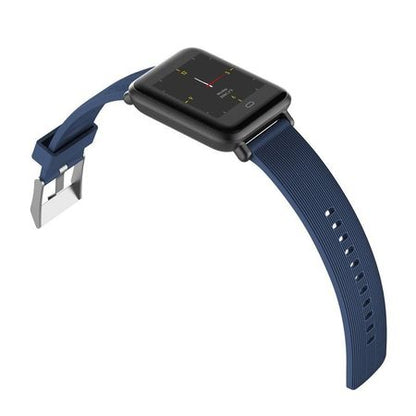 Ceas Smartwatch si Bratara Fitness QFit Nine 2018, Cu Monitorizare Puls, Pasi, Calorii, Notificare Mesaje, IP67 Waterproof, Culoare Coral Blue, Alaturi de Bratara de Rezerva CADOU