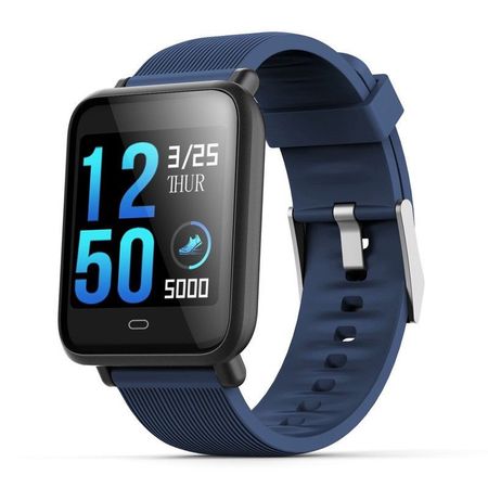 Ceas Smartwatch si Bratara Fitness Qatar 9 Duo, Cu Monitorizare Puls, Pasi, Calorii, Notificare Mesaje, IP67 Waterproof, Culoare Coral Blue, Alaturi de Bratara de Rezerva CADOU