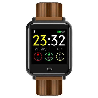 Ceas Smartwatch si Bratara Fitness Qatar 9 Duo, Cu Monitorizare Puls, Pasi, Calorii, Notificare Mesaje, IP67 Waterproof, Culoare : Maro, Alaturi de Bratara de Rezerva CADOU