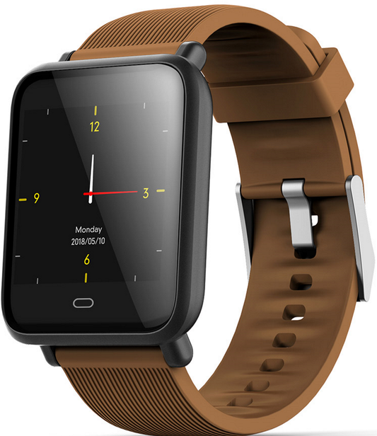 Ceas Smartwatch si Bratara Fitness Qatar 9 Duo, Cu Monitorizare Puls, Pasi, Calorii, Notificare Mesaje, IP67 Waterproof, Culoare : Maro, Alaturi de Bratara de Rezerva CADOU