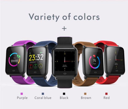 Ceas Smartwatch si Bratara Fitness QFit Nine 2018, Cu Monitorizare Puls, Pasi, Calorii, Notificare Mesaje, IP67 Waterproof, Culoare : Maro, Alaturi de Bratara de Rezerva CADOU