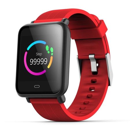 Ceas Smartwatch si Bratara Fitness QFit Nine 2018, Cu Monitorizare Puls, Pasi, Calorii, Notificare Mesaje, IP67 Waterproof, Culoare :Lava Rosu, Alaturi de Bratara de Rezerva CADOU