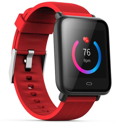 Ceas Smartwatch si Bratara Fitness QFit Nine 2018, Cu Monitorizare Puls, Pasi, Calorii, Notificare Mesaje, IP67 Waterproof, Culoare :Lava Rosu, Alaturi de Bratara de Rezerva CADOU