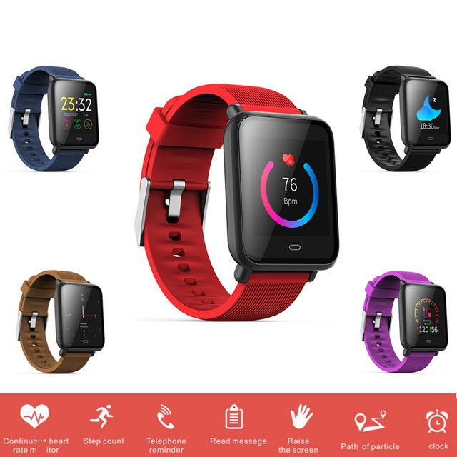 Ceas Smartwatch si Bratara Fitness QFit Nine 2018, Cu Monitorizare Puls, Pasi, Calorii, Notificare Mesaje, IP67 Waterproof, Culoare :Lava Rosu, Alaturi de Bratara de Rezerva CADOU