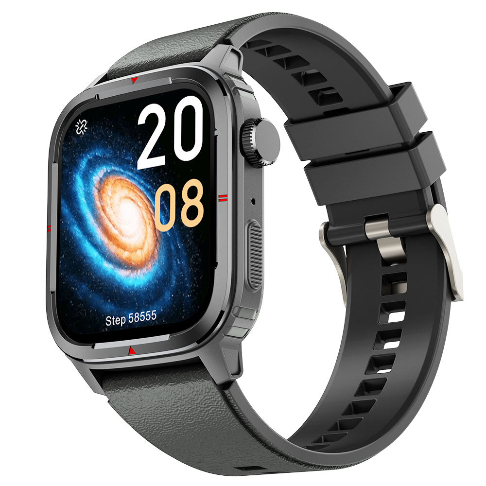Smartwatch QATAR IdealStore, Dimensiune ecran 1.7 inch, Rezistent la apa IP67, Monitorizarea somnului, Ritm cardiac, Fitness, Functia preluare apel prin Bluetooth, conectivitate Android sau IOS, Notificari, Facebook, Negru