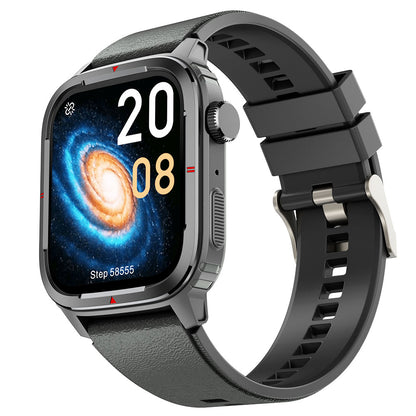 Smartwatch QATAR IdealStore, Dimensiune ecran 1.7 inch, Rezistent la apa IP67, Monitorizarea somnului, Ritm cardiac, Fitness, Functia preluare apel prin Bluetooth, conectivitate Android sau IOS, Notificari, Facebook, Negru