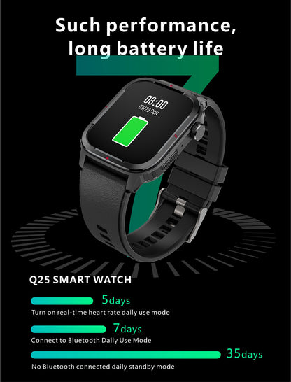 Smartwatch QATAR IdealStore, Dimensiune ecran 1.7 inch, Rezistent la apa IP67, Monitorizarea somnului, Ritm cardiac, Fitness, Functia preluare apel prin Bluetooth, conectivitate Android sau IOS, Notificari, Facebook, Negru