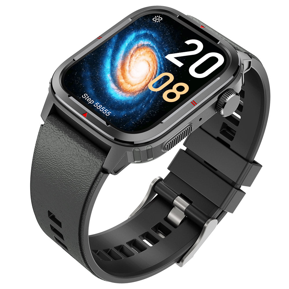 Smartwatch QATAR IdealStore, Dimensiune ecran 1.7 inch, Rezistent la apa IP67, Monitorizarea somnului, Ritm cardiac, Fitness, Functia preluare apel prin Bluetooth, conectivitate Android sau IOS, Notificari, Facebook, Negru