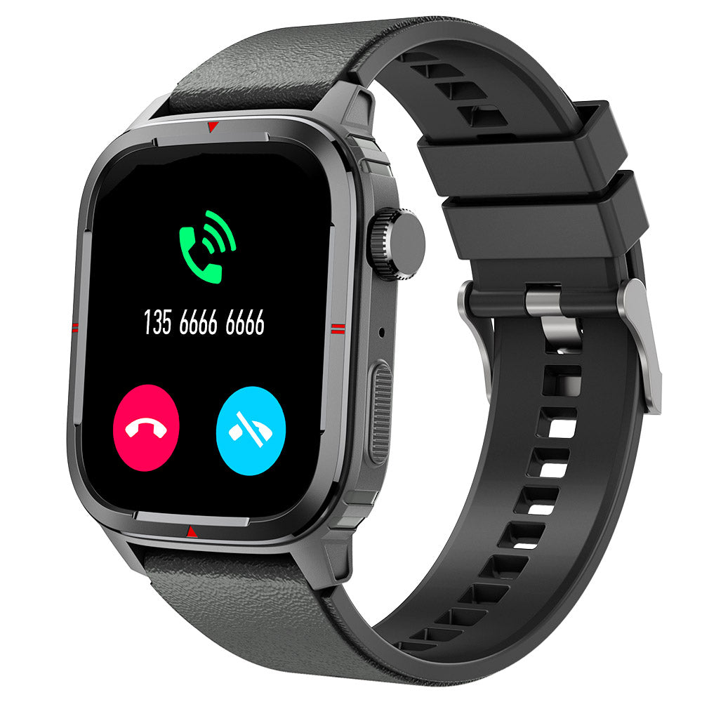 Smartwatch QATAR IdealStore, Dimensiune ecran 1.7 inch, Rezistent la apa IP67, Monitorizarea somnului, Ritm cardiac, Fitness, Functia preluare apel prin Bluetooth, conectivitate Android sau IOS, Notificari, Facebook, Negru