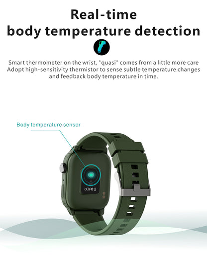 Smartwatch QATAR IdealStore, Dimensiune ecran 1.7 inch, Rezistent la apa IP67, Monitorizarea somnului, Ritm cardiac, Fitness, Functia preluare apel prin Bluetooth, conectivitate Android sau IOS, Notificari, Facebook, Verde