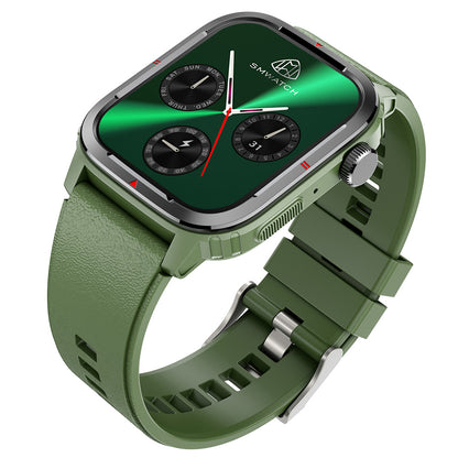Smartwatch QATAR IdealStore, Dimensiune ecran 1.7 inch, Rezistent la apa IP67, Monitorizarea somnului, Ritm cardiac, Fitness, Functia preluare apel prin Bluetooth, conectivitate Android sau IOS, Notificari, Facebook, Verde