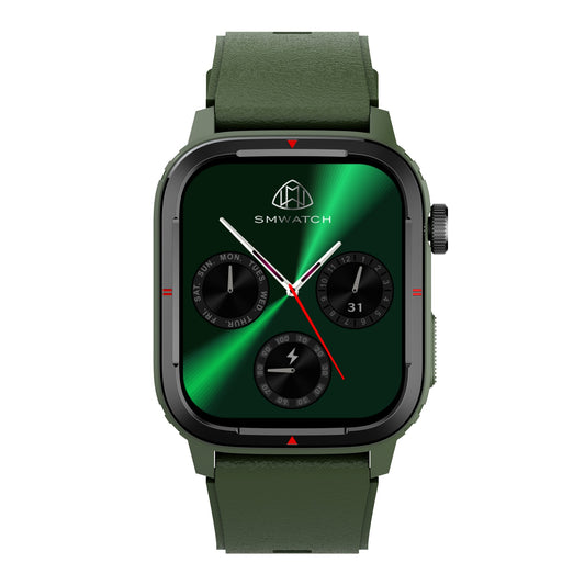 Smartwatch QATAR IdealStore, Dimensiune ecran 1.7 inch, Rezistent la apa IP67, Monitorizarea somnului, Ritm cardiac, Fitness, Functia preluare apel prin Bluetooth, conectivitate Android sau IOS, Notificari, Facebook, Verde