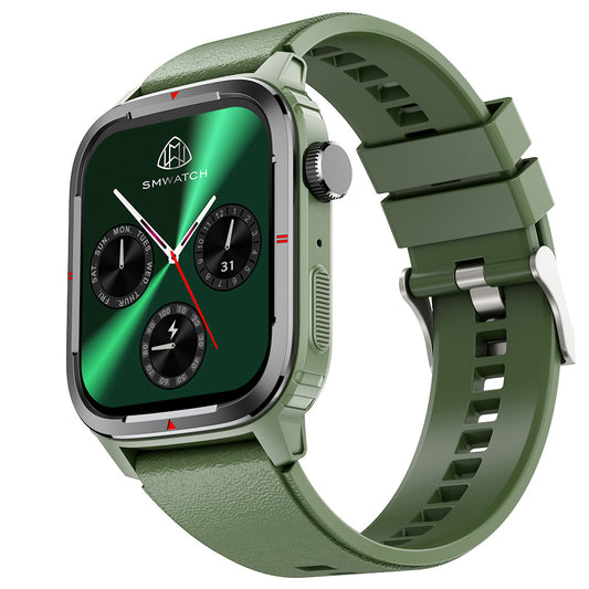 Smartwatch QATAR IdealStore, Dimensiune ecran 1.7 inch, Rezistent la apa IP67, Monitorizarea somnului, Ritm cardiac, Fitness, Functia preluare apel prin Bluetooth, conectivitate Android sau IOS, Notificari, Facebook, Verde