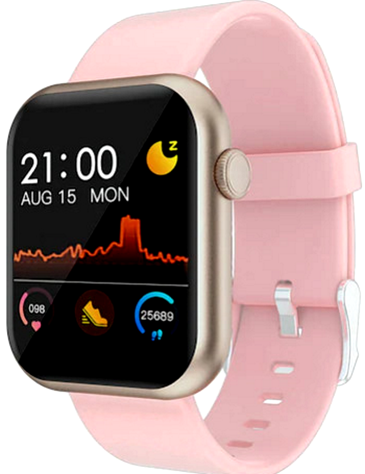 Ceas SmartWatch idealSTORE Refined Legend, Display IPS de 1.3 inch 2,5D cu margini curbate, Bratara de silicon, IP67, Monitorizeaza ritmul cardiac, Tensiunea arteriala, Oxigenul din sange, Somnul, Caloriile arse, Roz