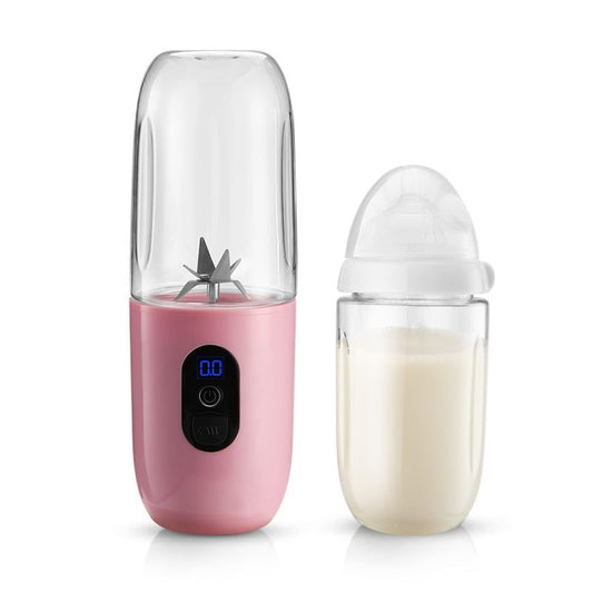 Mini Blender Electric RealMix Pink IdealStore, Portabil, Incarcare magnetica la orice port USB, 6 Lame din otel inoxidabil, Capacitate 510 ml, Putere 25.000 rpm, Usor de curatat, Afisaj LCD