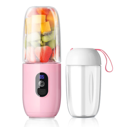 Mini Blender Electric RealMix Pink IdealStore, Portabil, Incarcare magnetica la orice port USB, 6 Lame din otel inoxidabil, Capacitate 510 ml, Putere 25.000 rpm, Usor de curatat, Afisaj LCD