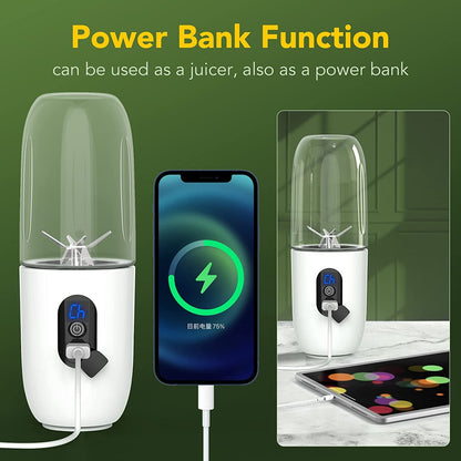 Mini Blender Electric RealMix Pink IdealStore, Portabil, Incarcare magnetica la orice port USB, 6 Lame din otel inoxidabil, Capacitate 510 ml, Putere 25.000 rpm, Usor de curatat, Afisaj LCD