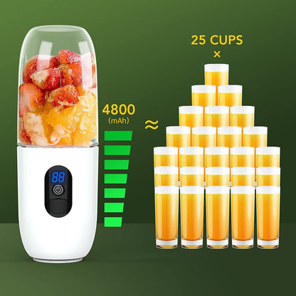 Mini Blender Electric RealMix Pink IdealStore, Portabil, Incarcare magnetica la orice port USB, 6 Lame din otel inoxidabil, Capacitate 510 ml, Putere 25.000 rpm, Usor de curatat, Afisaj LCD