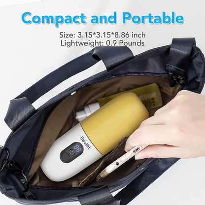 Mini Blender Electric RealMix White IdealStore, Portabil, Incarcare magnetica la orice port USB, 6 Lame din otel inoxidabil, Capacitate 510 ml, Putere 25.000 rpm, Usor de curatat, Afisaj LCD