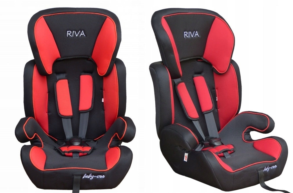 Scaun auto PROFESIONAL pentru copil, Riva Junior Red, Model 2018, Pentru 3 grupe de greutate intre 9-36 kg,, Culoare Negru-Rosu, ce asigura maximul de siguranta si confort pentru copilul dumneavoastra, ideal pentru calatorii