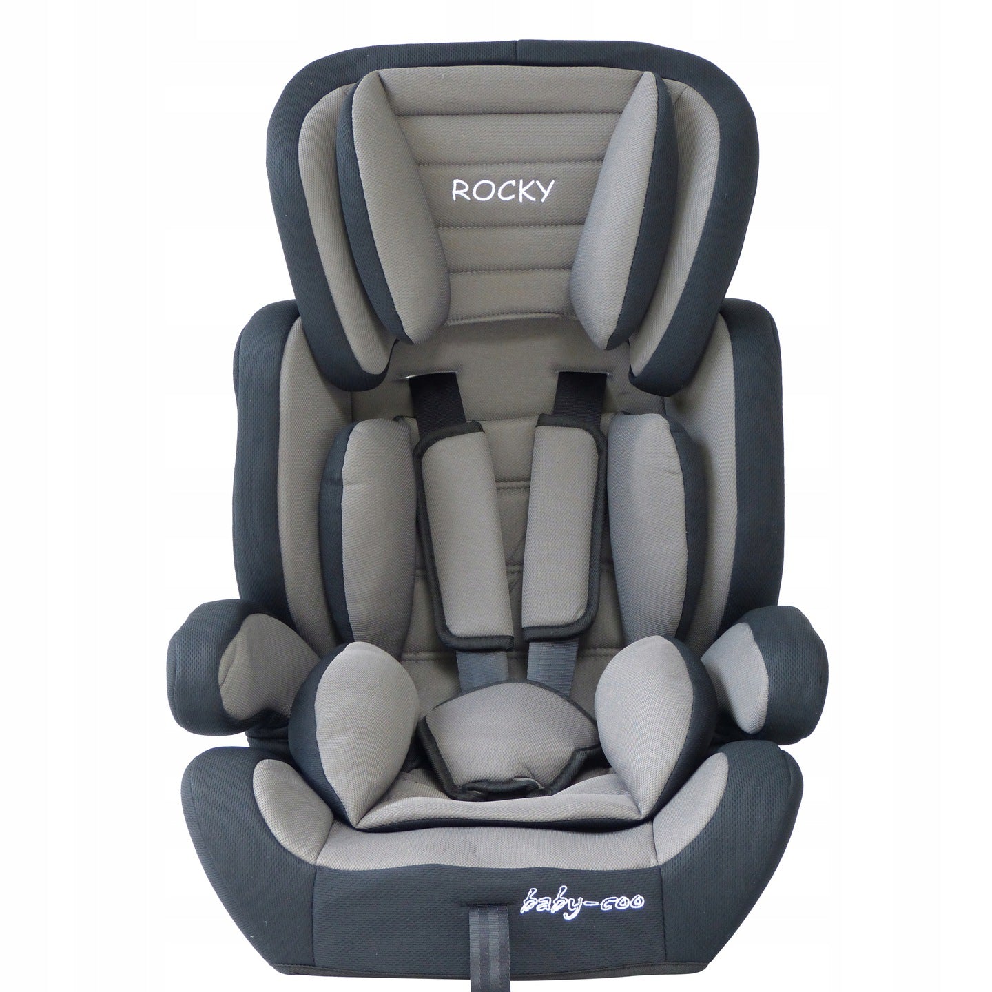 Scaun auto Profesional pentru copil Rocky Child Gray, Pentru 3 grupe de greutate intre 9-36 kg, Echipat cu centura de siguranta in 5 puncte, Reglarea inaltimii tetierei, Cotiere conturate, Gri
