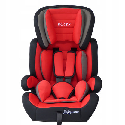 Scaun auto Profesional pentru copil Rocky Child Red, Pentru 3 grupe de greutate intre 9-36 kg, Echipat cu centura de siguranta in 5 puncte, Reglarea inaltimii tetierei, Cotiere conturate, Rosu