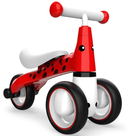 Tricicleta pentru copii idealSTORE Red Dots Rider, Ideala pentru cei mici intre 12-36 luni, Dimensiune 50 x 22 x 39 cm, Sarcina maxima admisa 20kg, Culoare Rosu-Negru