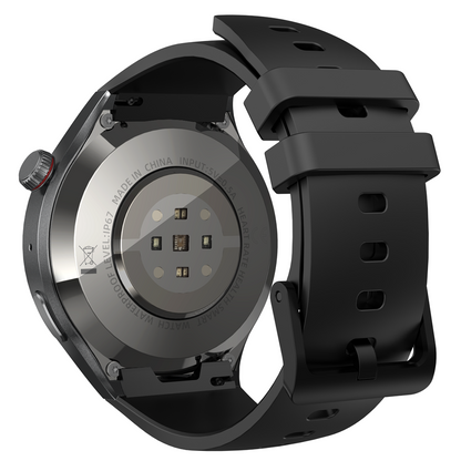 Smartwatch idealSTORE RoundSIMS3, Ecran AMOLED 1.43 inch, Android 8.1, GPS, GLONASS, Busola, Apel 4G, Difuzor si Microfon HD, Acumulator 1000 mAh, Nano SIM, Ritm Cardiac, SpO2, Incarcare Magnetica, Procesor quad-core Cortex, Bratara Neagra din Silicon