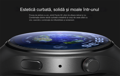 Smartwatch idealSTORE RoundSIMS3, Ecran AMOLED 1.43 inch, Android 8.1, GPS, GLONASS, Busola, Apel 4G, Difuzor si Microfon HD, Acumulator 1000 mAh, Nano SIM, Ritm Cardiac, SpO2, Incarcare Magnetica, Procesor quad-core Cortex, Bratara Neagra din Silicon