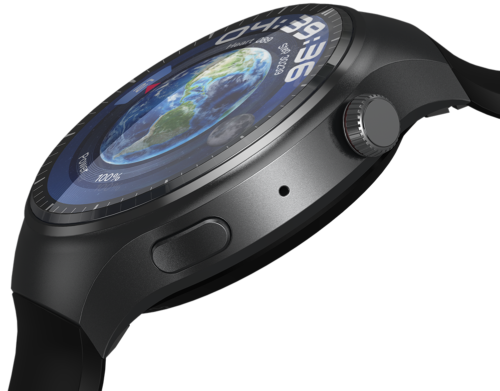 Smartwatch idealSTORE RoundSIMS3, Ecran AMOLED 1.43 inch, Android 8.1, GPS, GLONASS, Busola, Apel 4G, Difuzor si Microfon HD, Acumulator 1000 mAh, Nano SIM, Ritm Cardiac, SpO2, Incarcare Magnetica, Procesor quad-core Cortex, Bratara Neagra din Silicon