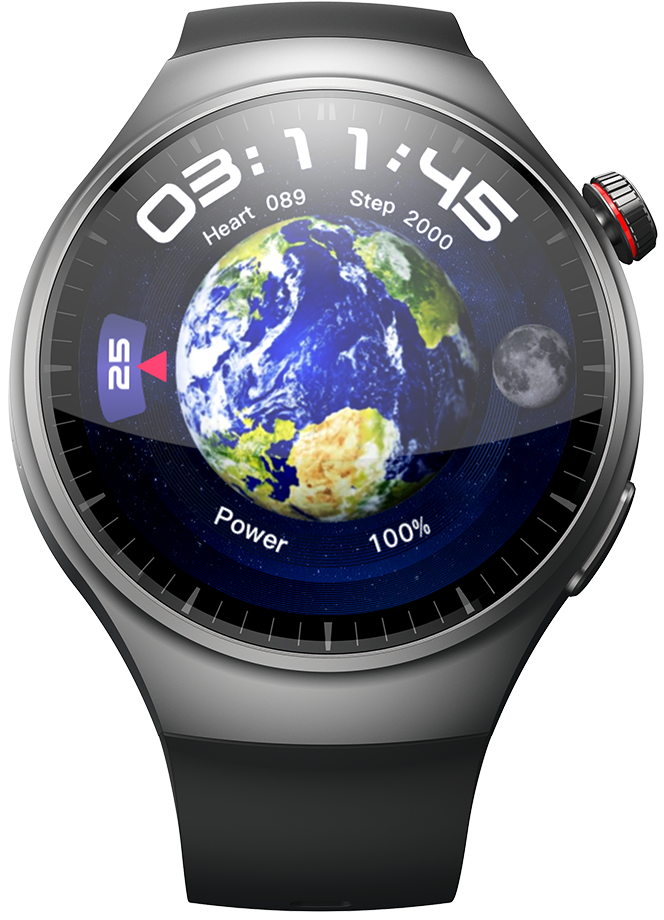 Smartwatch idealSTORE RoundSIMS3, Ecran AMOLED 1.43 inch, Android 8.1, GPS, GLONASS, Busola, Apel 4G, Difuzor si Microfon HD, Acumulator 1000 mAh, Nano SIM, Ritm Cardiac, SpO2, Incarcare Magnetica, Procesor quad-core Cortex, Bratara Neagra din Silicon