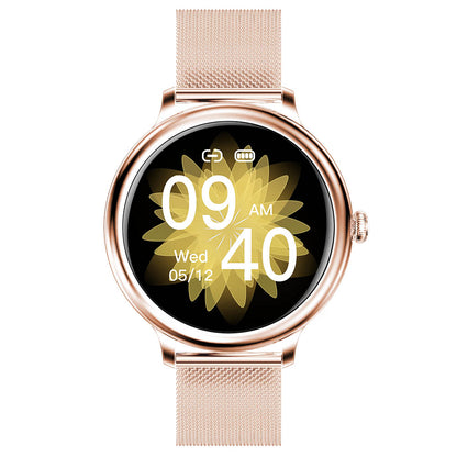Smartwatch Rubin GOLD IdealStore Full HD, Ecran de 1.09Inch cu rezolutie 240x240, Monitorizare tensiune arteriala si frecventa cardiaca, Rezistent la apaIP68, Preluare apeluri Bluetooth, Mod multi-sport, Sistem de operare Android sau IOS