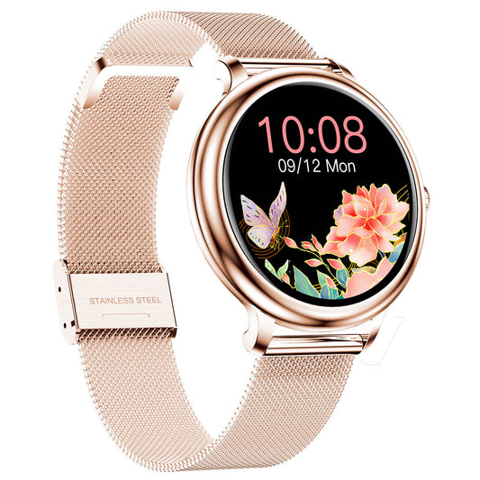 Smartwatch Rubin GOLD IdealStore Full HD, Ecran de 1.09Inch cu rezolutie 240x240, Monitorizare tensiune arteriala si frecventa cardiaca, Rezistent la apaIP68, Preluare apeluri Bluetooth, Mod multi-sport, Sistem de operare Android sau IOS